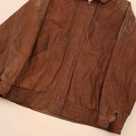 Patchwork Design Brown Leather Jacket