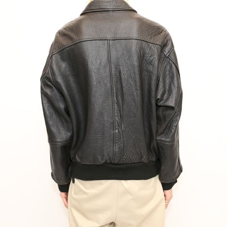 Euro Vintage Rib Leather Jacket Black