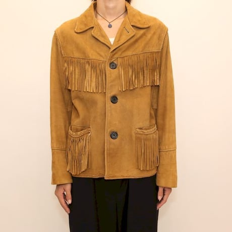 Vintage Nubuck Leather Fringe Jacket