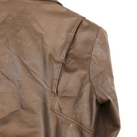Rib Leather Jacket Brown