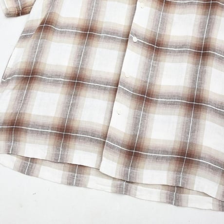 Ombre Checked Open Collar Linen×Rayon S/S Shirt