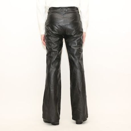 Black Leather Flared Pants