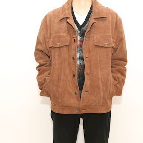 Vintage Suede Leather Trucker Jacket