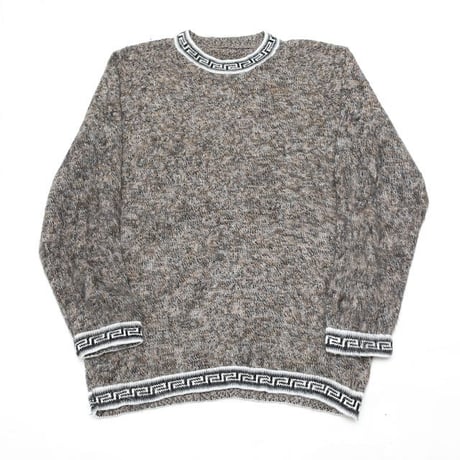 Greca Pattern Alpaca Wool Knit Sweater