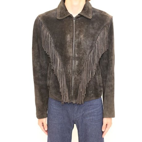 Wilsons Black Suede Fringe Leather Jacket