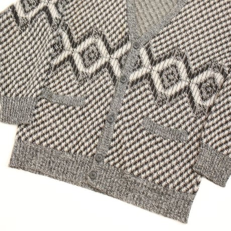 Geometric Pattern Acryl Knit Cardigan "MADE IN JUGOSLAVIJA"