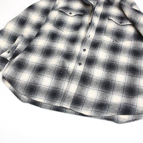 Pendleton Ombre Plaid Wool Shirt "Black×White"