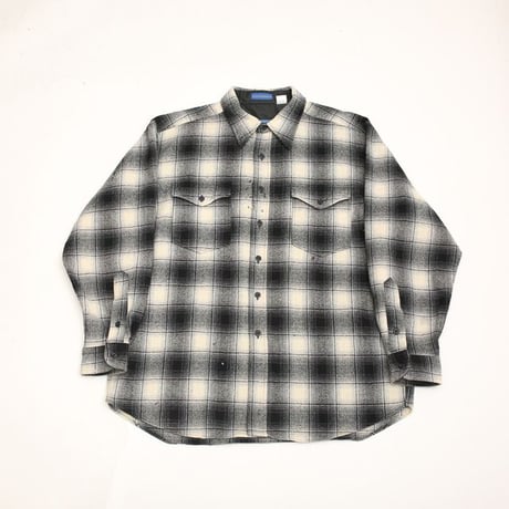Pendleton Ombre Plaid Wool Shirt "Black×White"