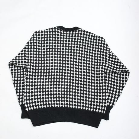 Black × White Patterned  Knit Sweater MADE IN ITALY