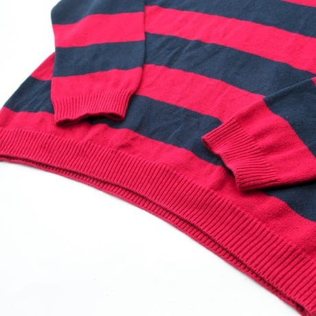 CHAPS Border Cotton Kint Sweater