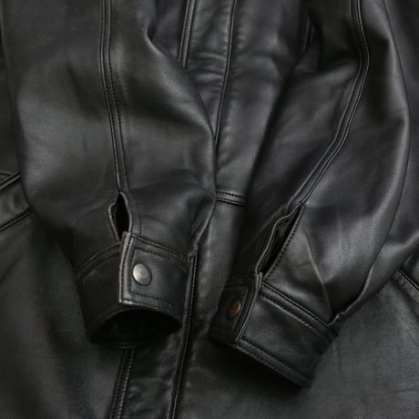Stand up Collar Black Leather Jacket