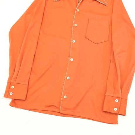 70's Open Collared Polyester L/S Shirt