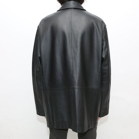 Black Lamb Leather Half Coat