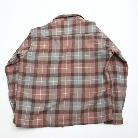 60's Open Collared Plaid  Wool L/S Shirt