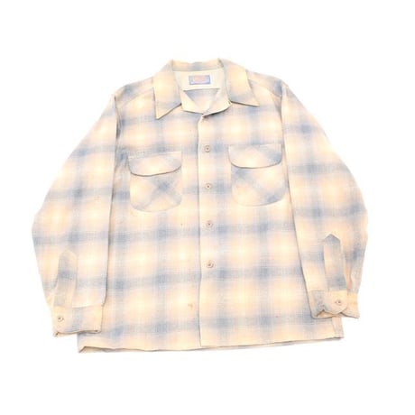 70's Pendleton Open Collar Wool Checked L/S Shirt