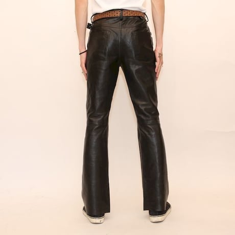 Black Leather Flared Pants