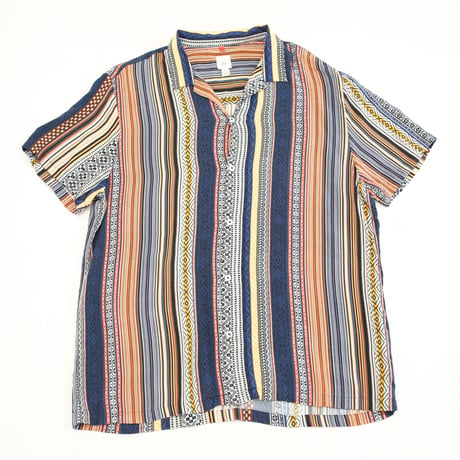 Stripe Pattern Viscose S/S Shirt