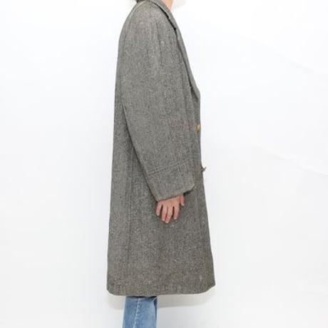 Herringbone Tweed Wool Coat