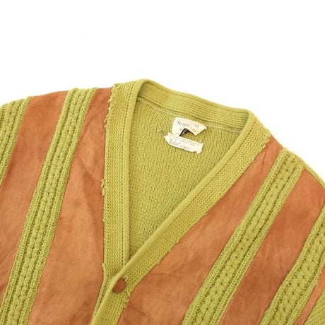 60's Sears Knit × Lambskin Suede Cardigan