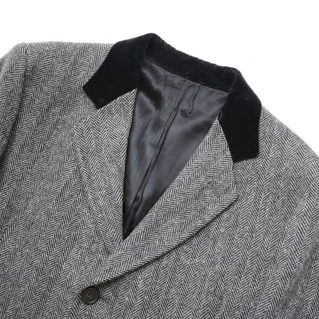 Vintage Herringbone Wool Long Coat MADE IN USA