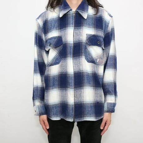 Ombre Plaid Flannel Zip Shirt