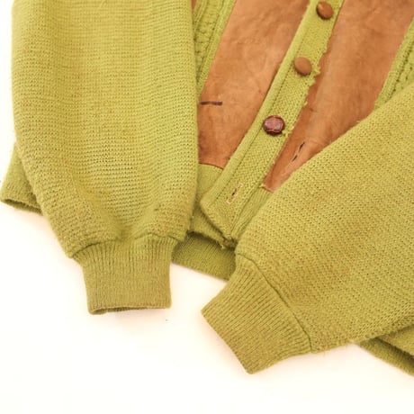 60's Sears Knit × Lambskin Suede Cardigan