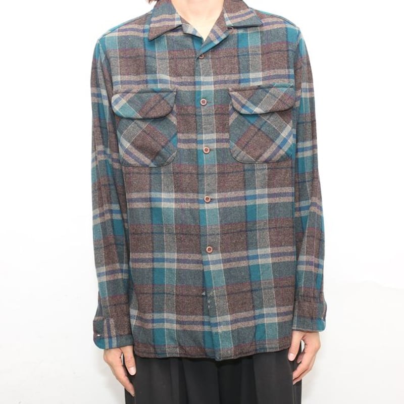 トップス 70s Pendleton Plaid Loop Collar Shirts M 60s/70s Pendleton Loop Collar Flannel Board Shirt- SELECT SHIRT
