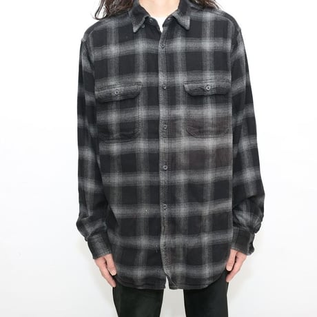 Ombre Plaid Flannel Shirt "Black × Gray"