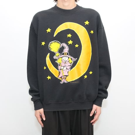 90s Sweat Shirt "Witch and Moon" MADE IN USA