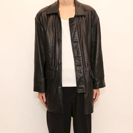 Next Stage Casual Black Leather Coat