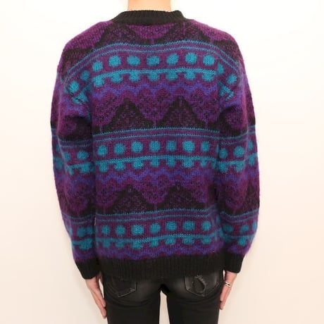 Patterned Mohair Wool Knit Sweater