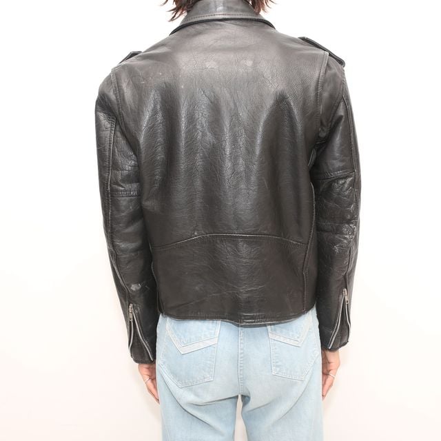 ジャケット・アウター vintage leather over riders jacket MOUSSY マウジー moussy LEATHER OVER RIDERS JACKET （ブラック