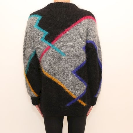 Patterned Mohair Wool Knit Sweater