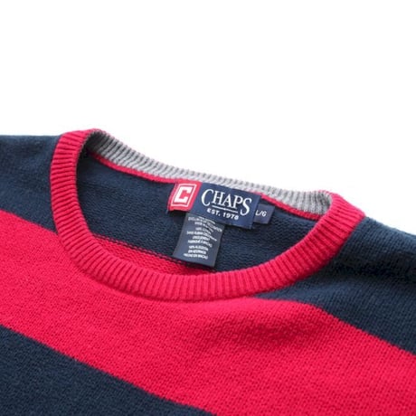 CHAPS Border Cotton Kint Sweater