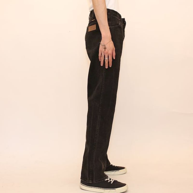 パンツ Remake black denim pants Wrangler New Wrangler Five Star Men's Relaxed Fit Jeans Black Denim