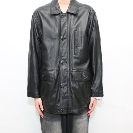Black Leather Half Coat