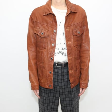 Vintage Trucker Type Leather Jacket