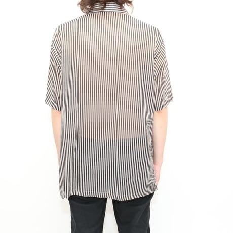 Striped Pattern Open Collar S/S Shirt
