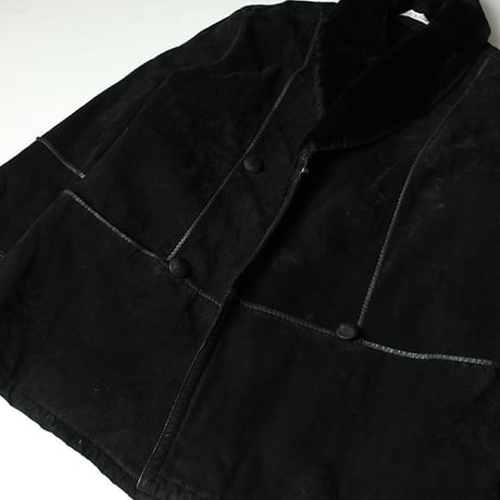 Black Suede Boa Coat