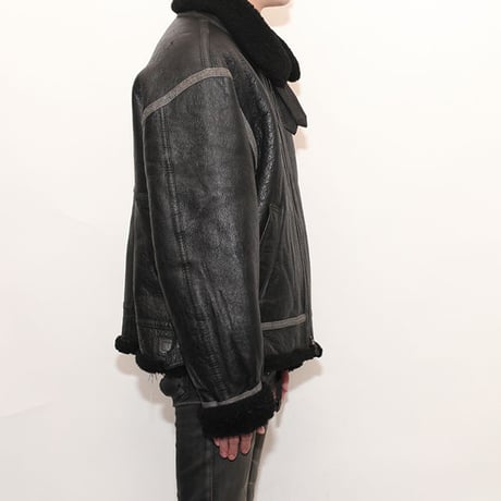 B-3 Mouton Leather Jacket Black