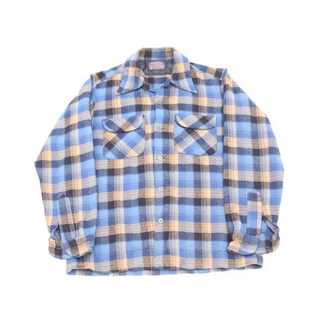 70's Pendleton Open Collar Wool Checked L/S Shirt