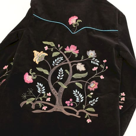 Flower Embroidery Corduroy Western L/S Shirt