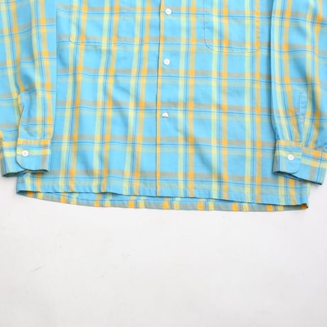 70's Open Collared Plaid Shirt