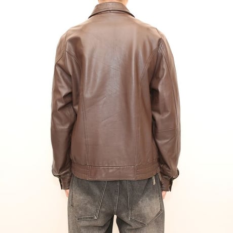 Dark Brown Leather Jacket Loose Silhouette