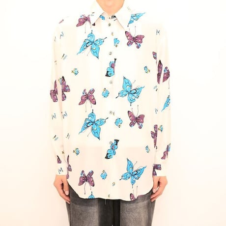 Butterfly Pattern Silk L/S Shirt