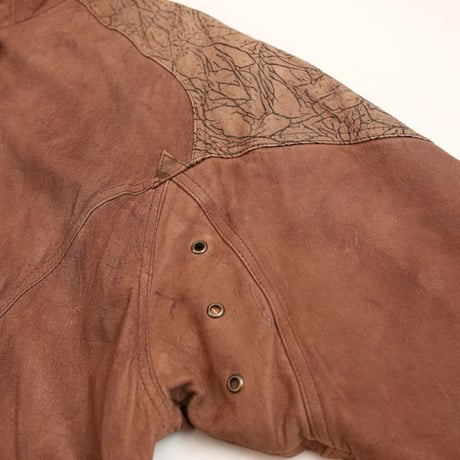 Patchwork Design Brown Leather Jacket