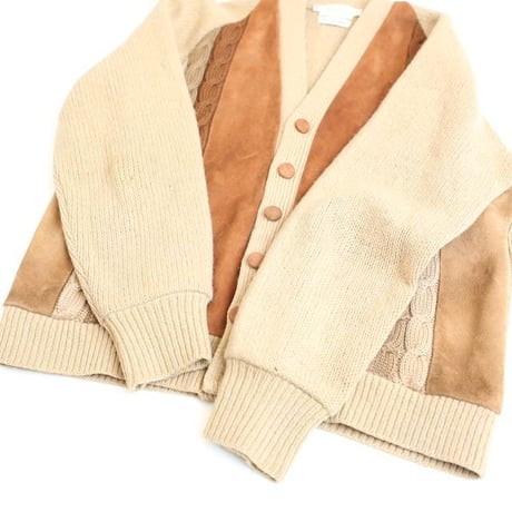 60's Brent Nubuck × Wool Knit Cardigan