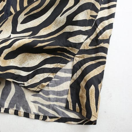 Zebra Pattern Open Collar Silk S/S Shirt