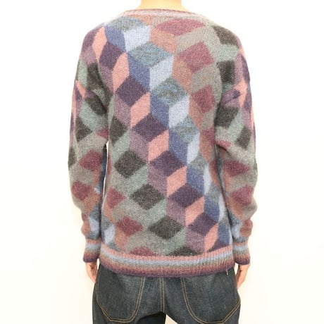 Geometric Pattern Alpaca 100% Knit Sweater