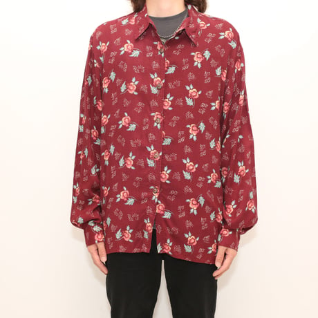 Flower Pattern Rayon L/S Shirt